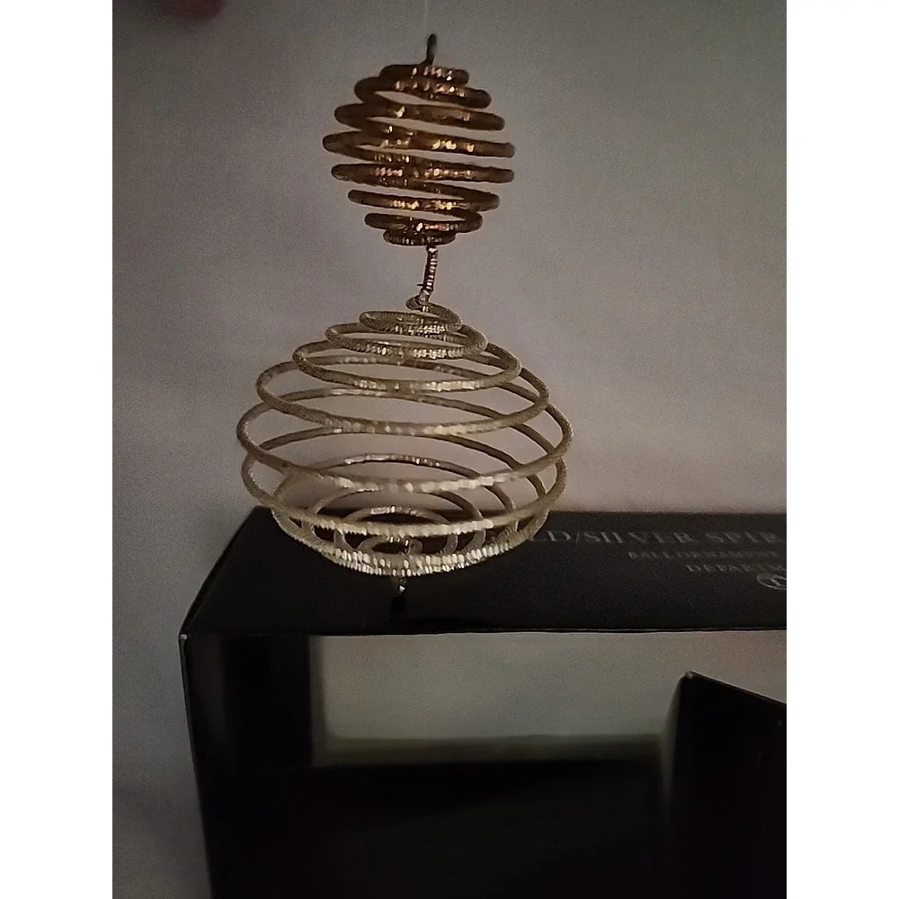 Department 56 Gold/Silver Spiral‎ Tinsel  Ornament Set Of 4 In Original Box